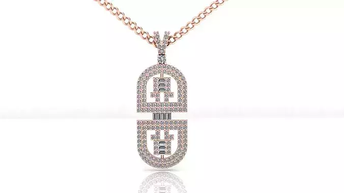 round and baguette high jewelry pendant