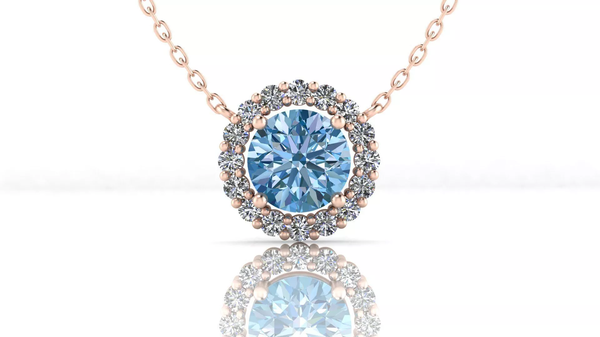 round cut halo high jewelry pendant 3D print model