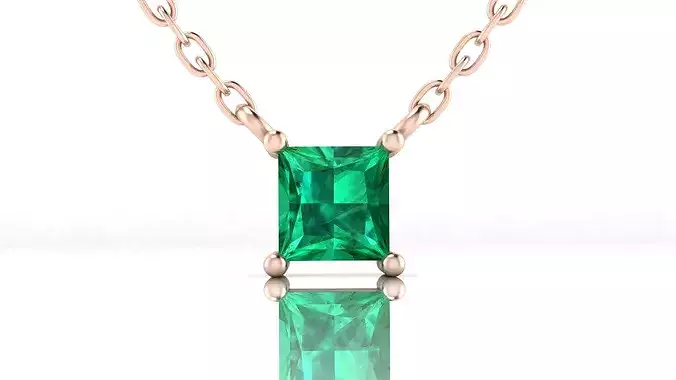princes cut emerald jewelry pendant