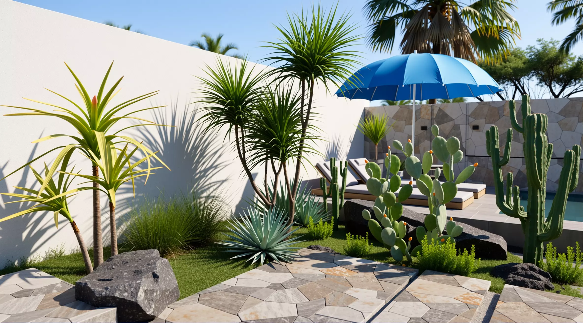 Wabi-sabi style garden landscape Low-poly 3D model