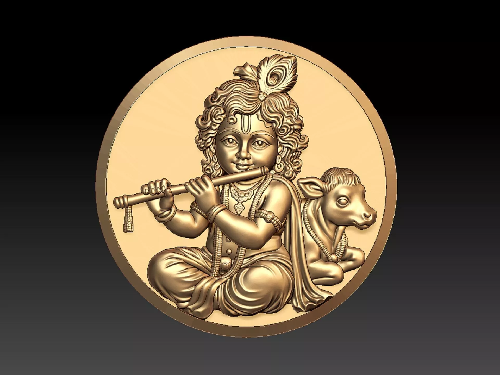 KRISHNA WITH COW COIN 3D print model