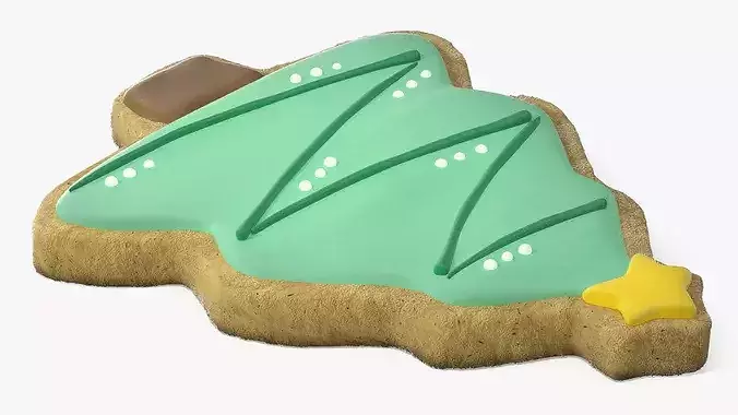 Christmas Tree Cookie with Star 3D model 3