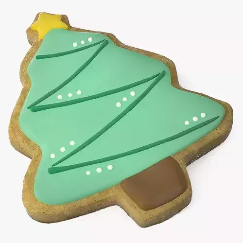 Christmas Tree Cookie with Star 3D model 5