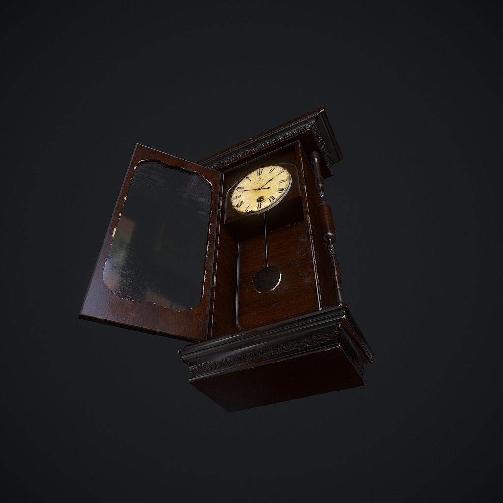 Old Clock Animated pbr Low-poly 3D model_8
