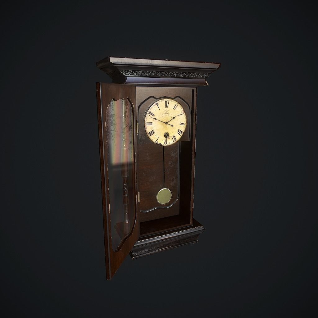 Old Clock Animated pbr Low-poly 3D model_7