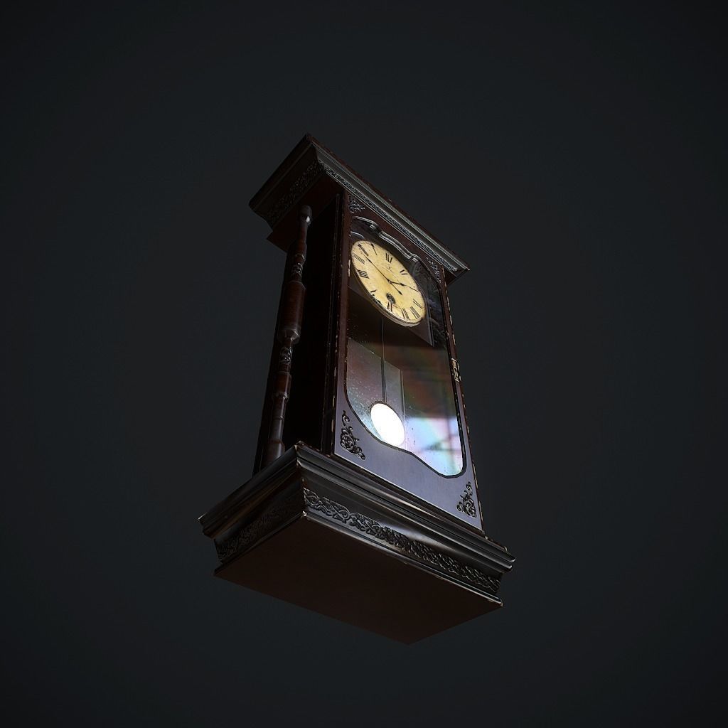 Old Clock Animated pbr Low-poly 3D model_5