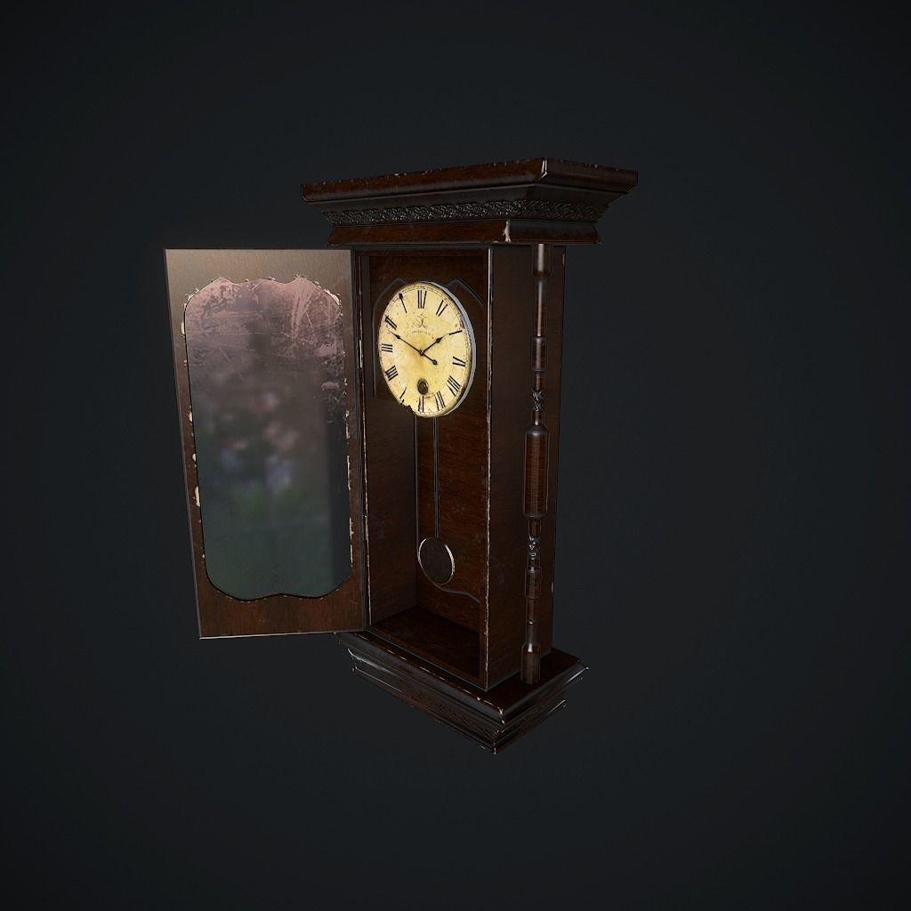 Old Clock Animated pbr Low-poly 3D model_6
