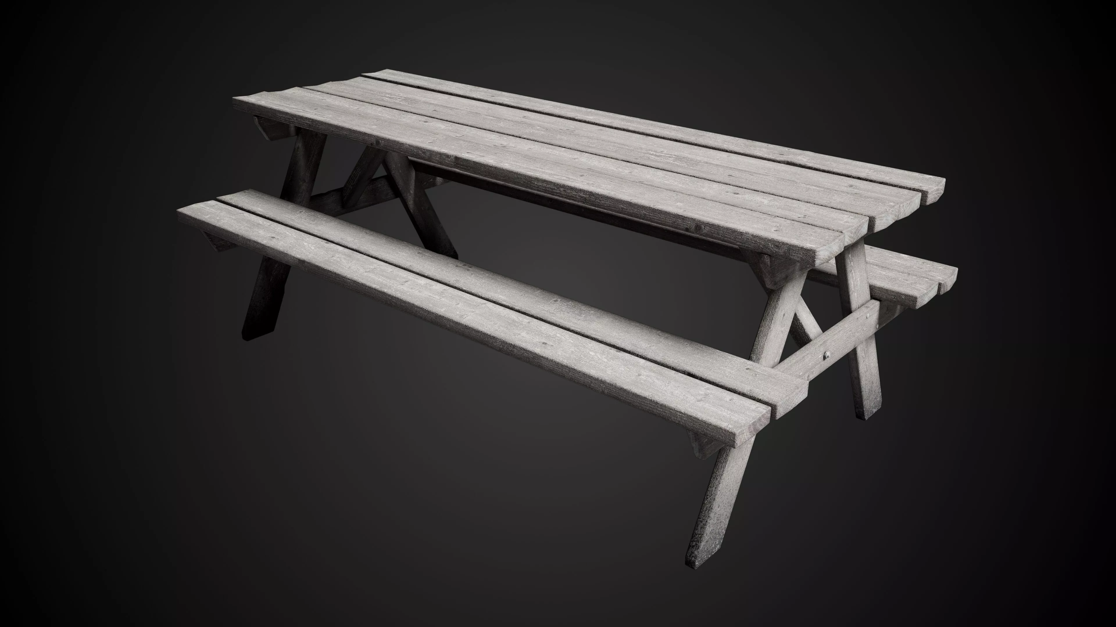 Wooden Park Picnic Table Low-poly 3D model
