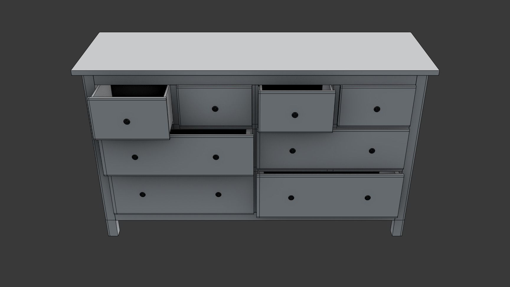 Hemnes Commode Low-poly 3D model_4