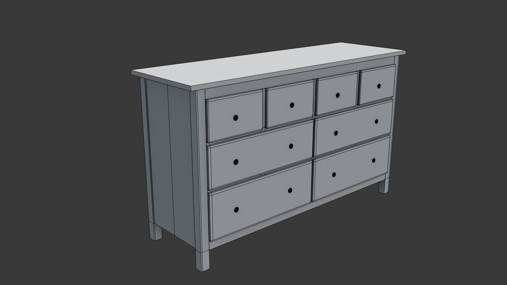 Hemnes Commode Low-poly 3D model_1