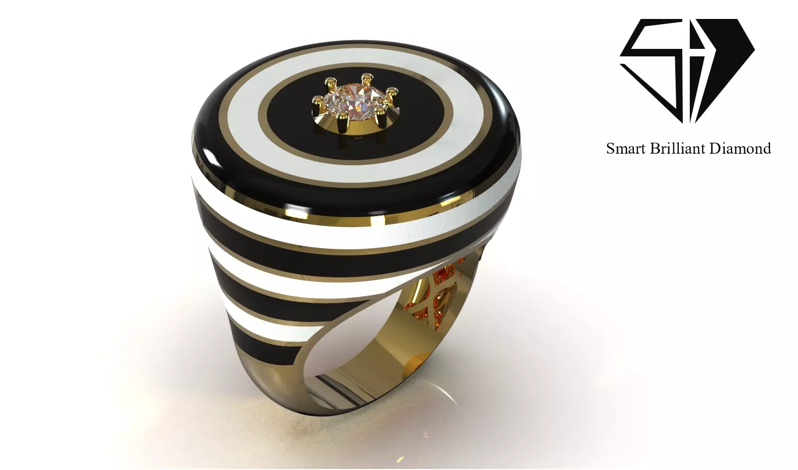 Imperial Eclipse Enamel Signet Ring jr00397 3D print model