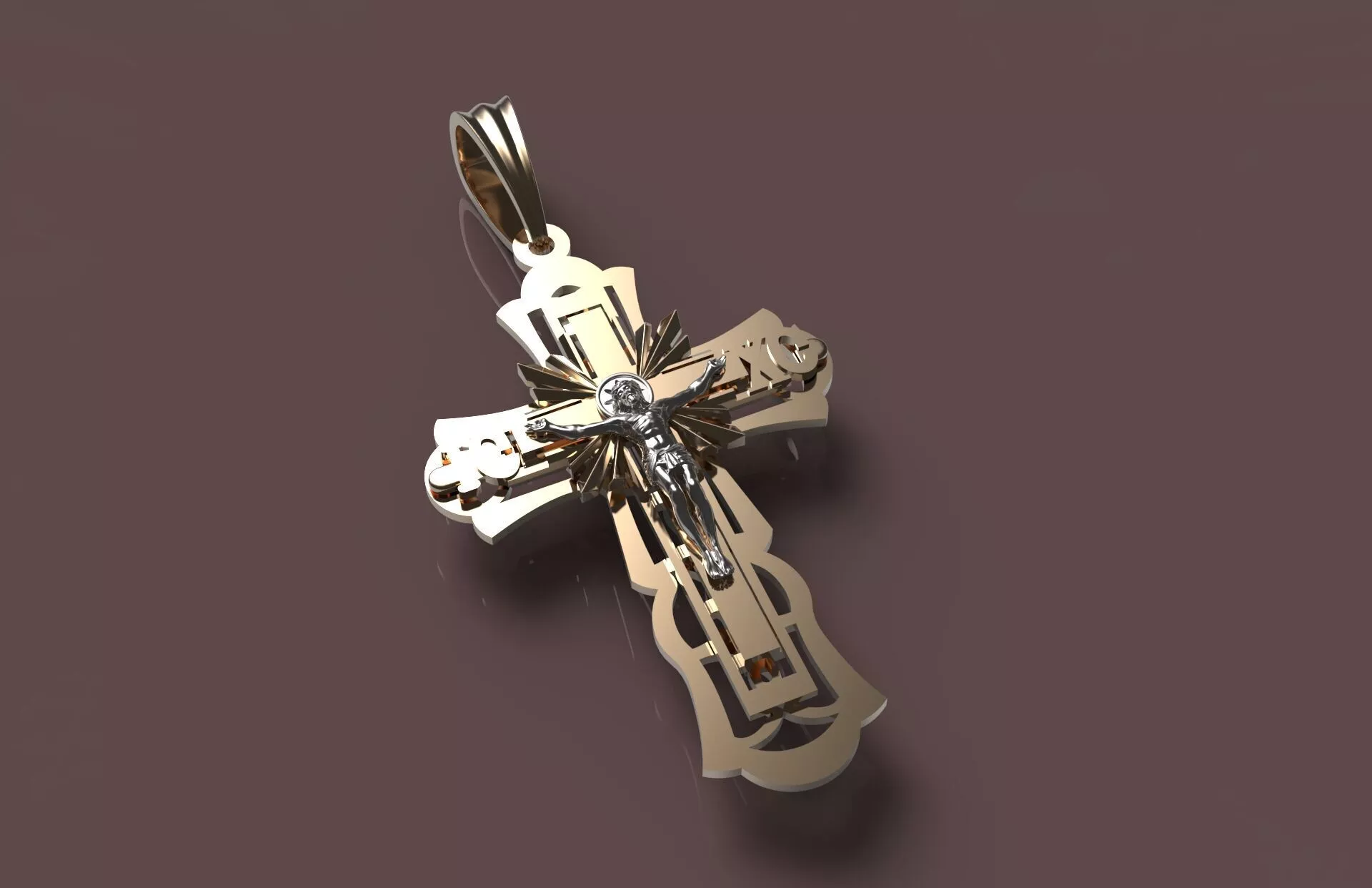 Detailed Orthodox 4-Part Crucifix Cross Pendant 3D Model 3D print model