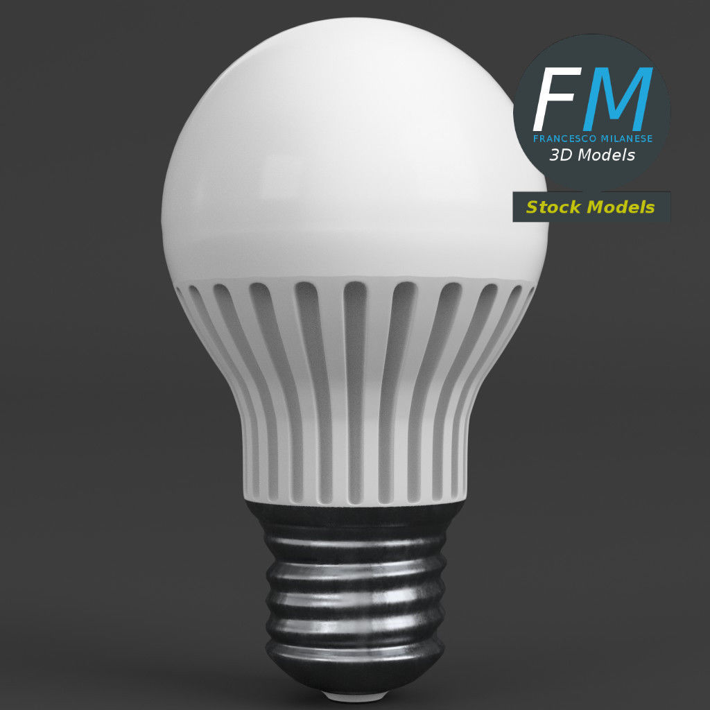 Florescent LED light bulb lamp 3D model_3