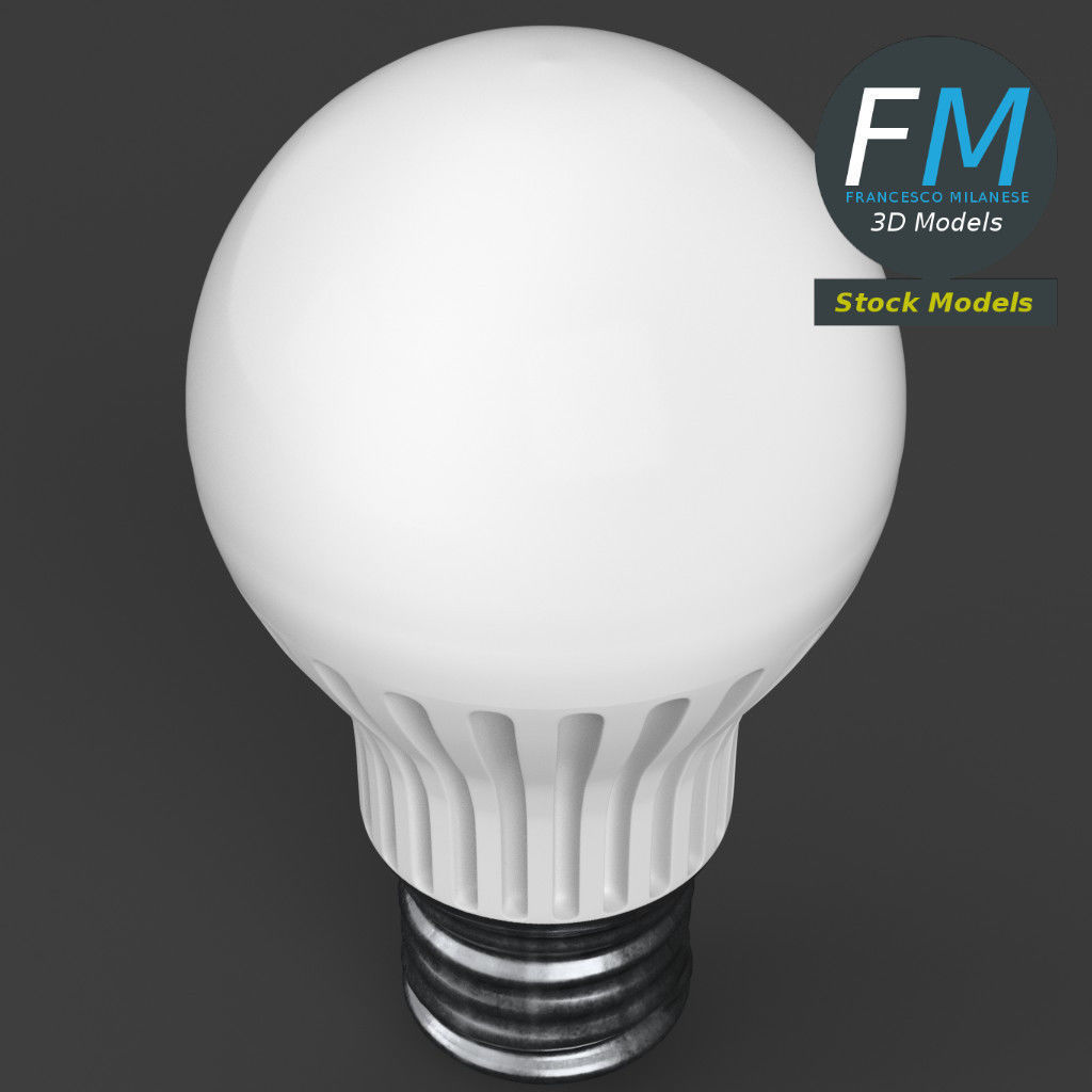 Florescent LED light bulb lamp 3D model_2