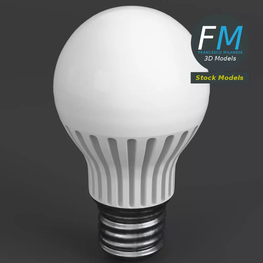 Florescent LED light bulb lamp 3D model_0