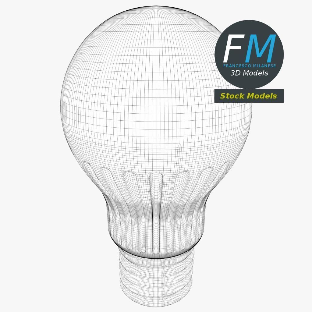 Florescent LED light bulb lamp 3D model_7
