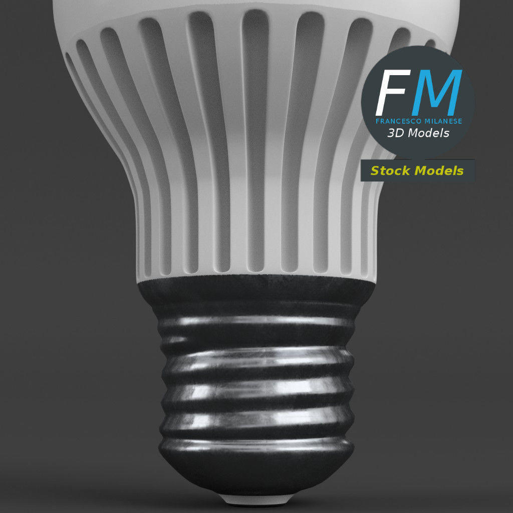 Florescent LED light bulb lamp 3D model_4