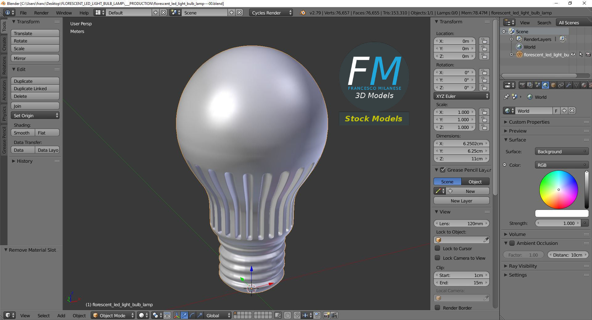 Florescent LED light bulb lamp 3D model_9