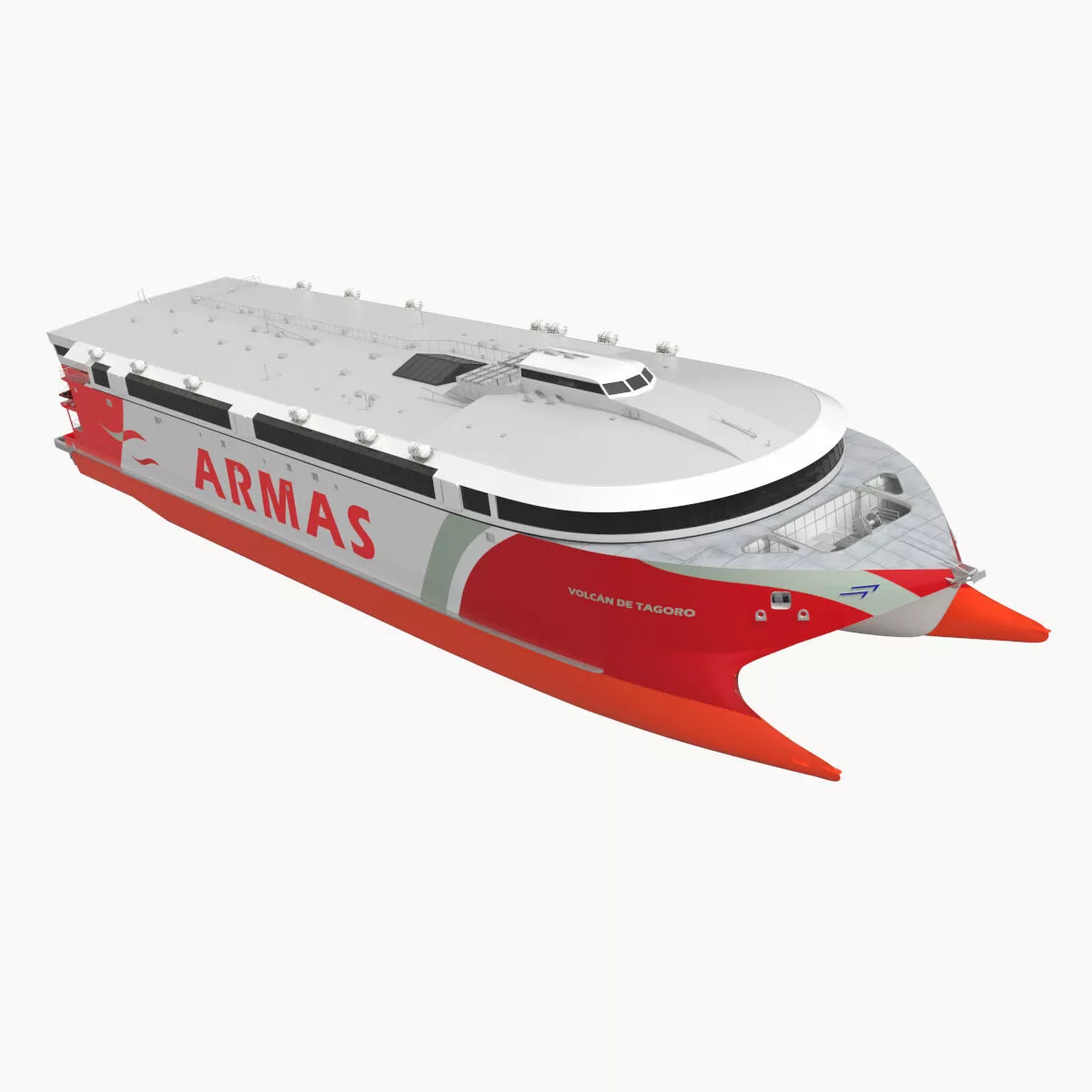 Armas High-Speed Transport Ferry Red Rigged for Maya 3D model