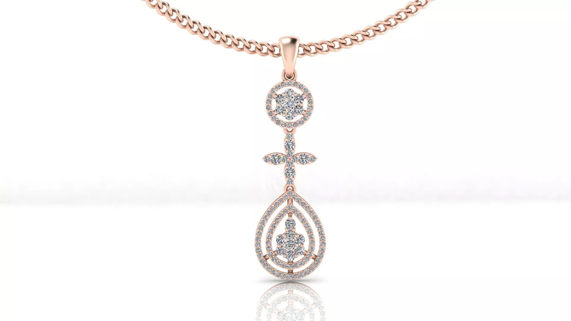 flower setting halo high jewelry pendant 3D print model