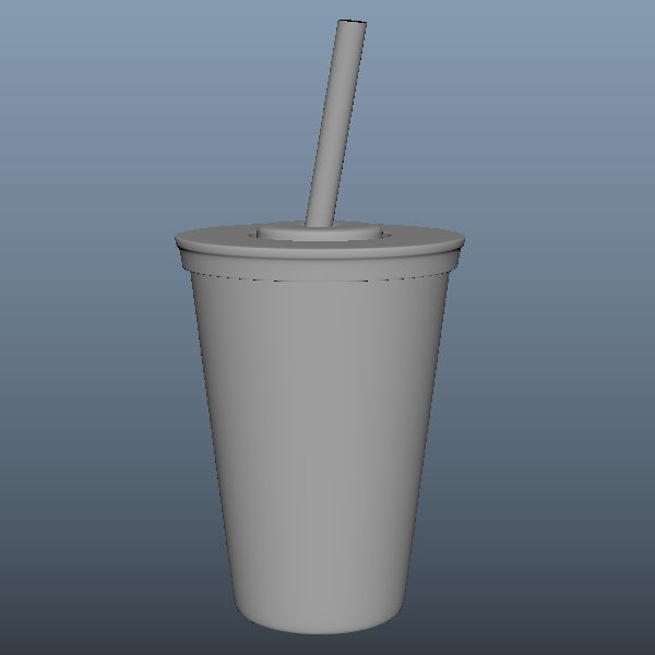 Paper cup with red straw 3D model_2