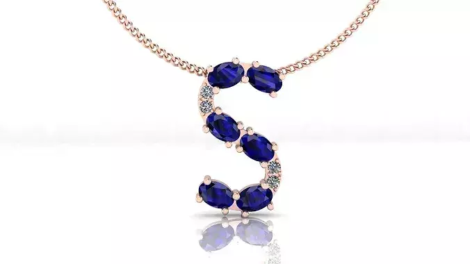 S alphabet oval and round diamond high jewelry pendant