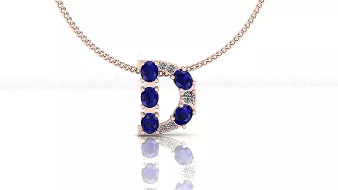 D alphabet oval and round diamond high jewelry pendant