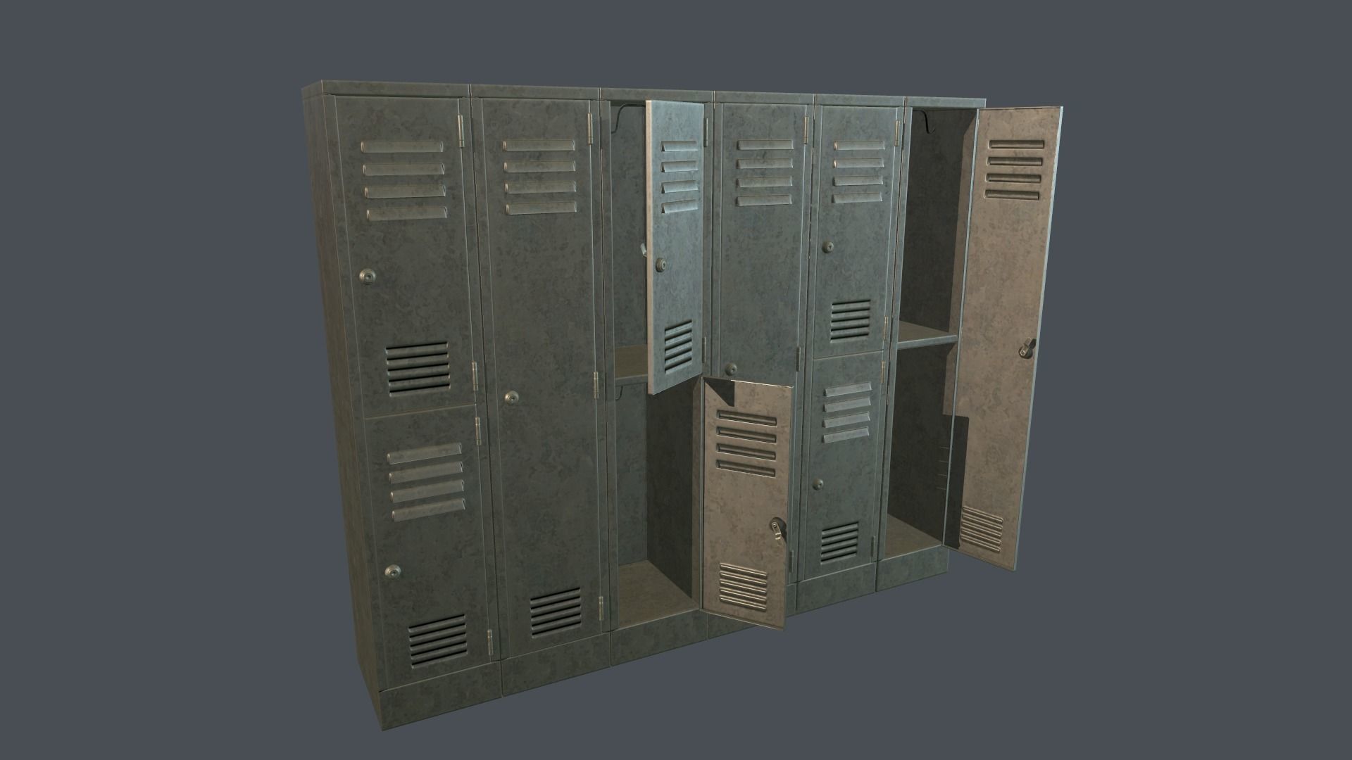 Metal Locker PBR Game Ready Low-poly 3D model_7
