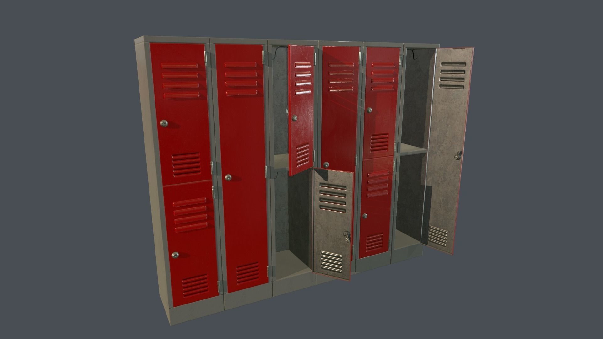 Metal Locker PBR Game Ready Low-poly 3D model_2