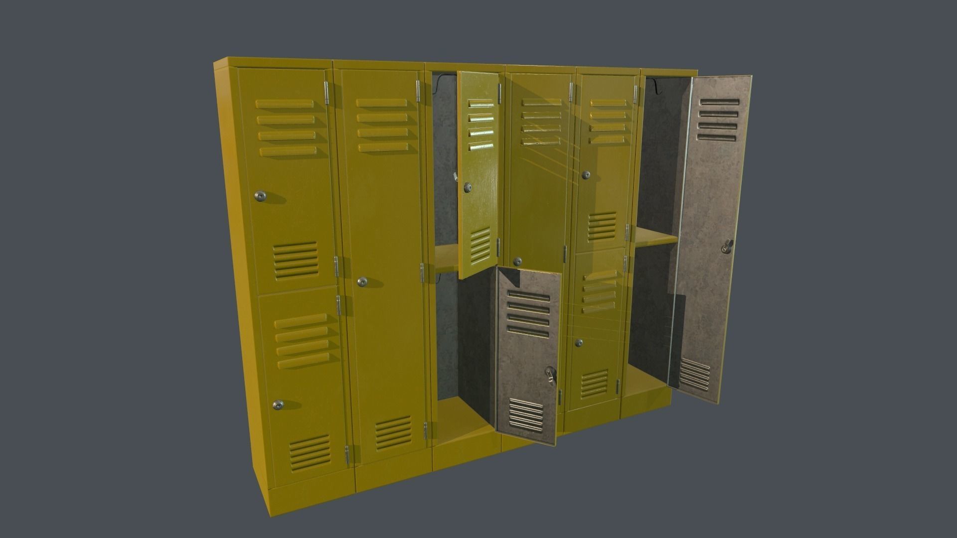 Metal Locker PBR Game Ready Low-poly 3D model_5