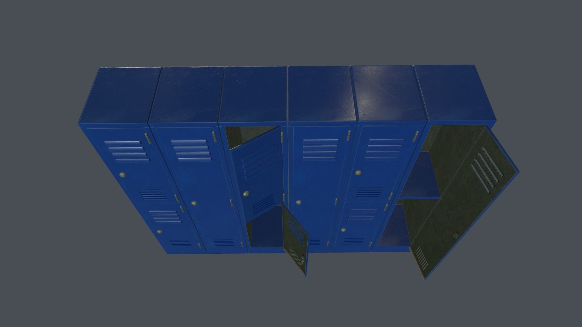 Metal Locker PBR Game Ready Low-poly 3D model_9