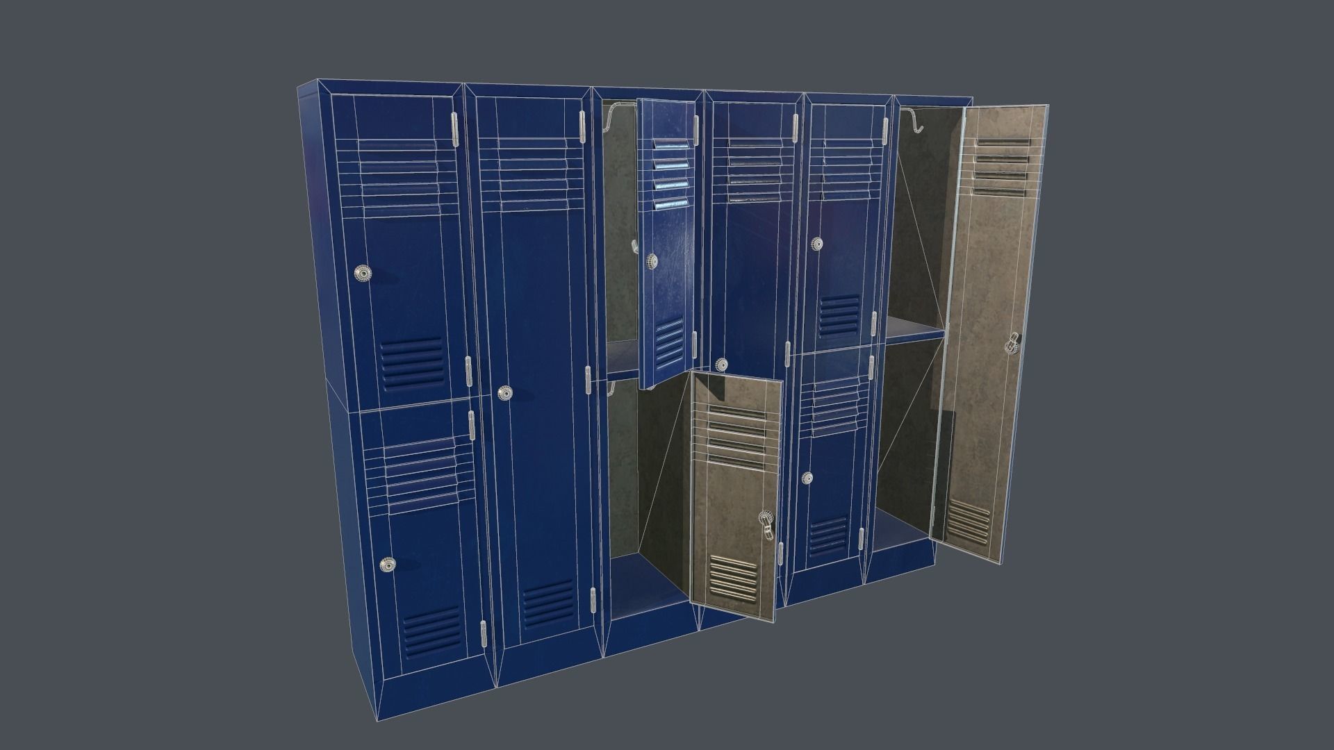 Metal Locker PBR Game Ready Low-poly 3D model_10