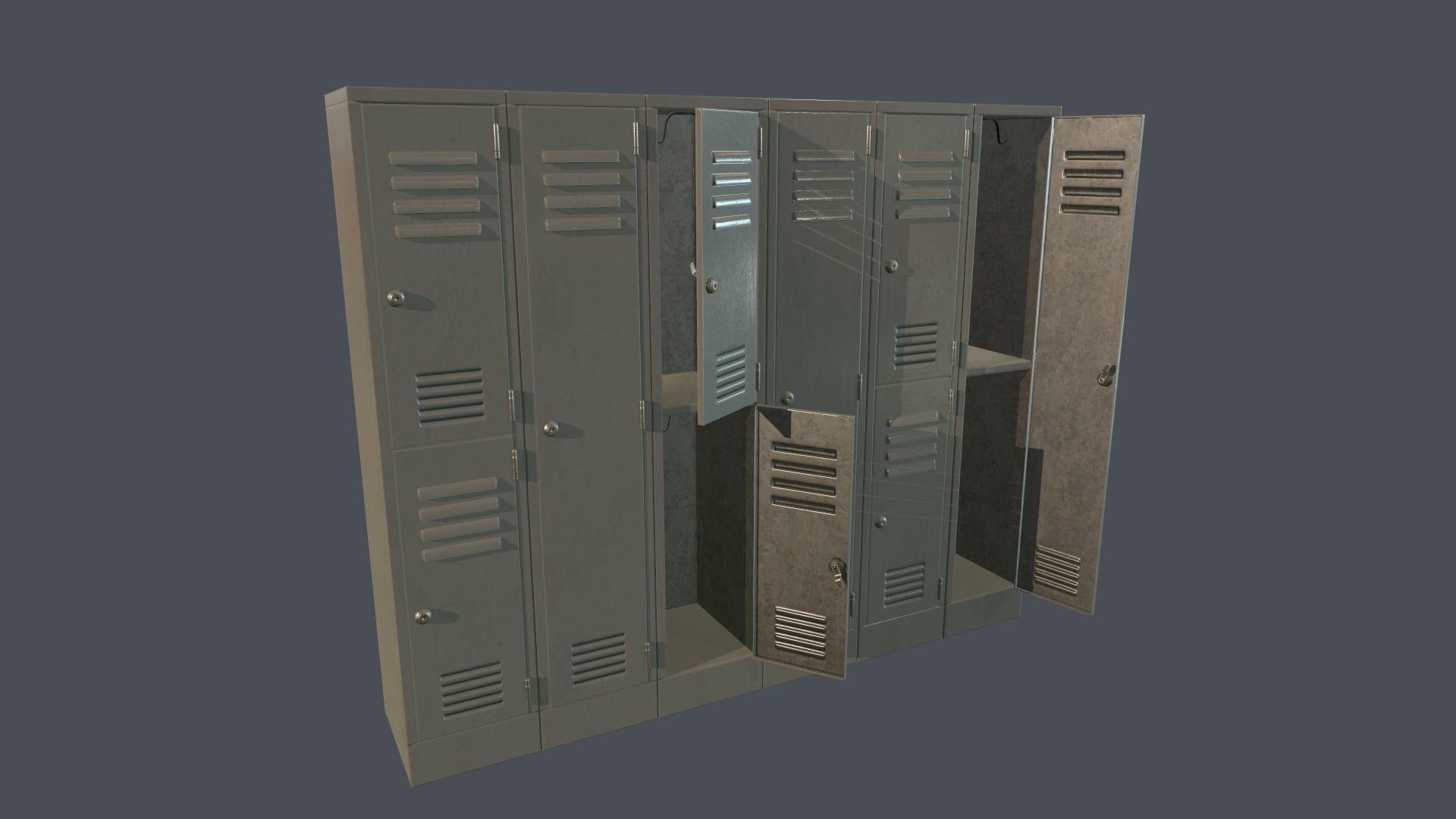 Metal Locker PBR Game Ready Low-poly 3D model_3