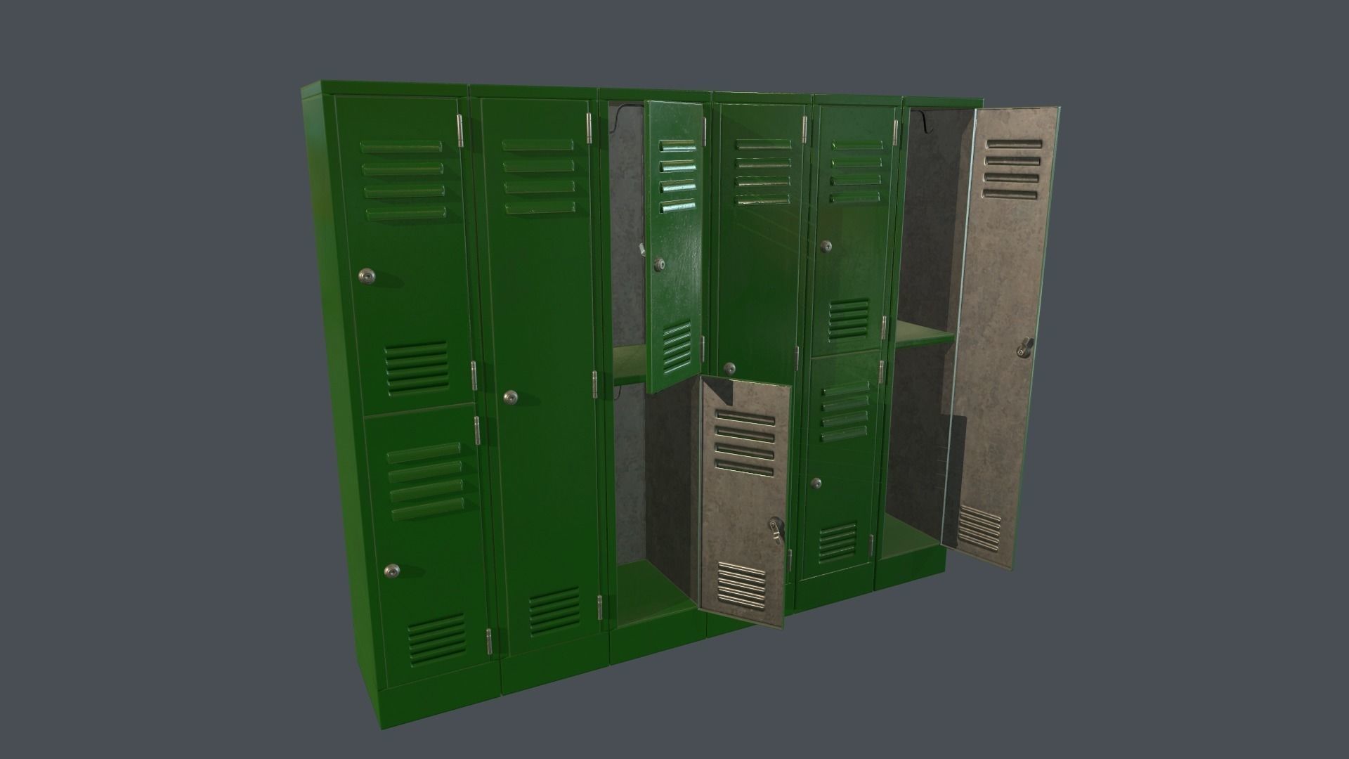 Metal Locker PBR Game Ready Low-poly 3D model_4