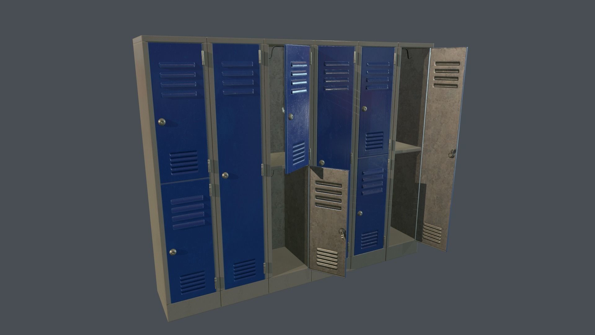 Metal Locker PBR Game Ready Low-poly 3D model_1