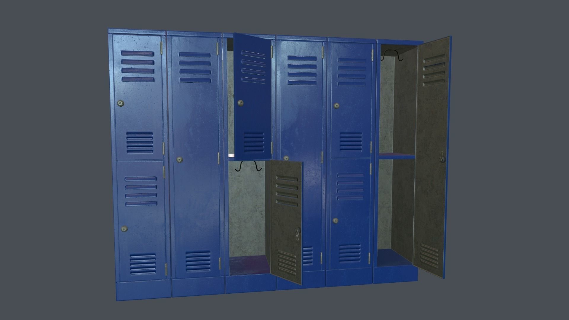 Metal Locker PBR Game Ready Low-poly 3D model_0