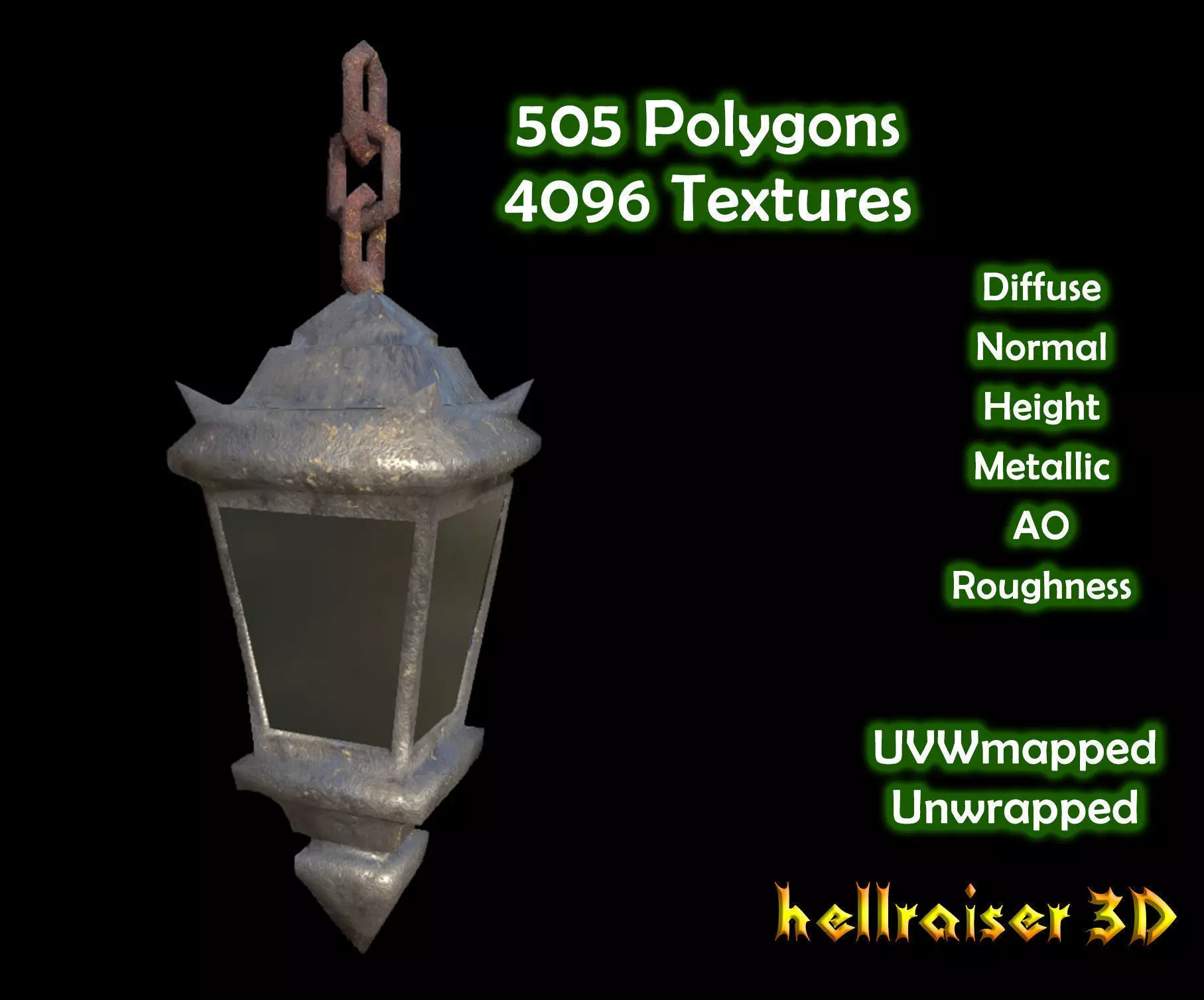 Lantern - PBR - Dirty Textured Low-poly 3D model_0