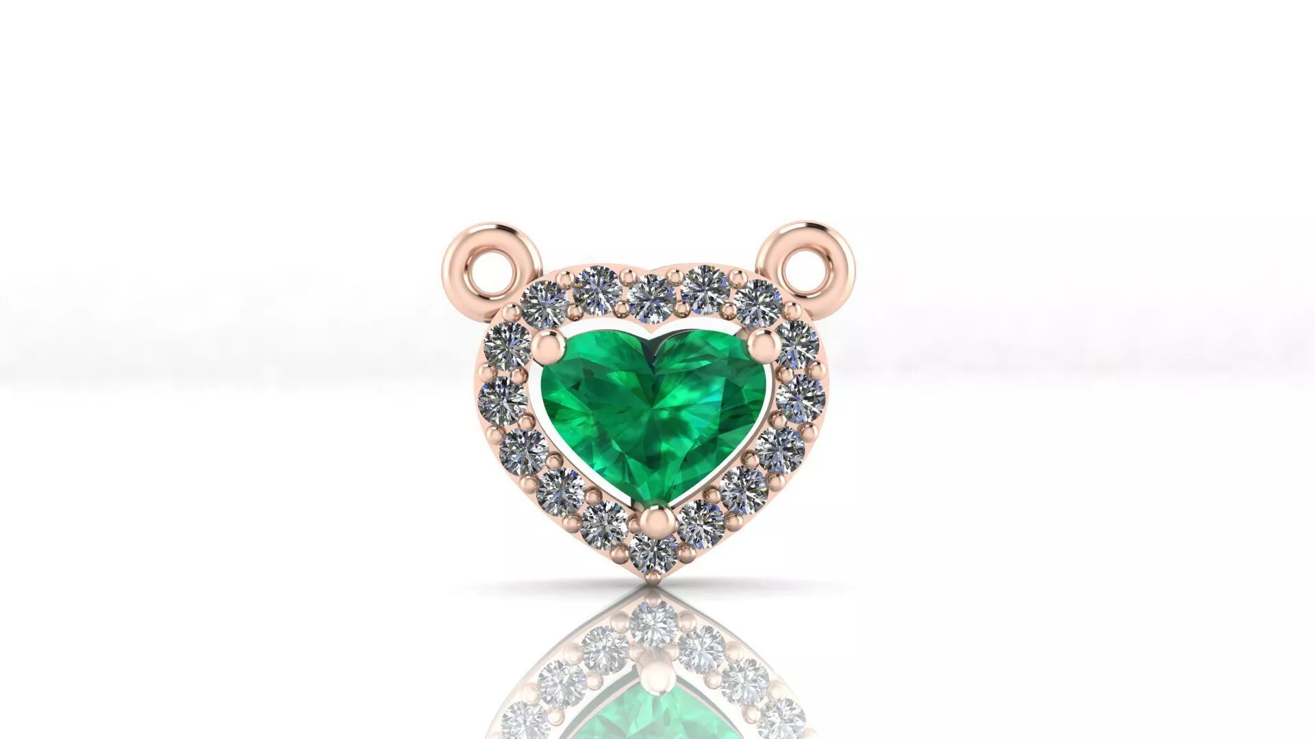 heart emerald halo jewelry pendant 3D print model