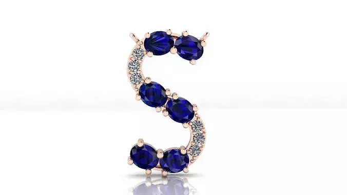 S alphabet oval and round diamond high jewelry pendant