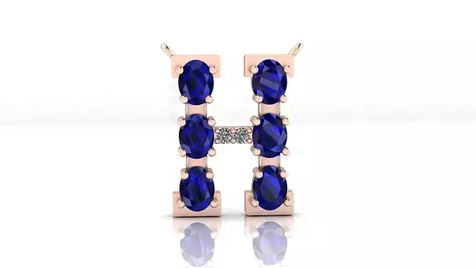 H alphabet oval and round diamond high jewelry pendant