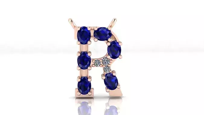 R alphabet oval and round diamond high jewelry pendant
