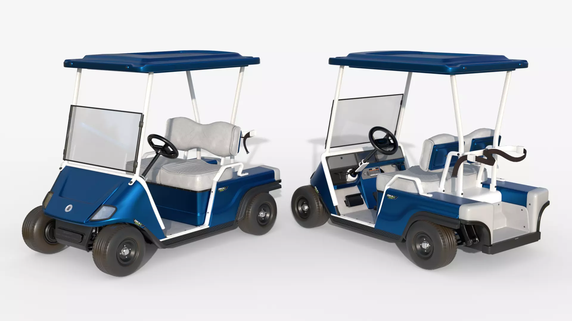 Blue Golf Car Realistic Electric Utility vehicle 3D model