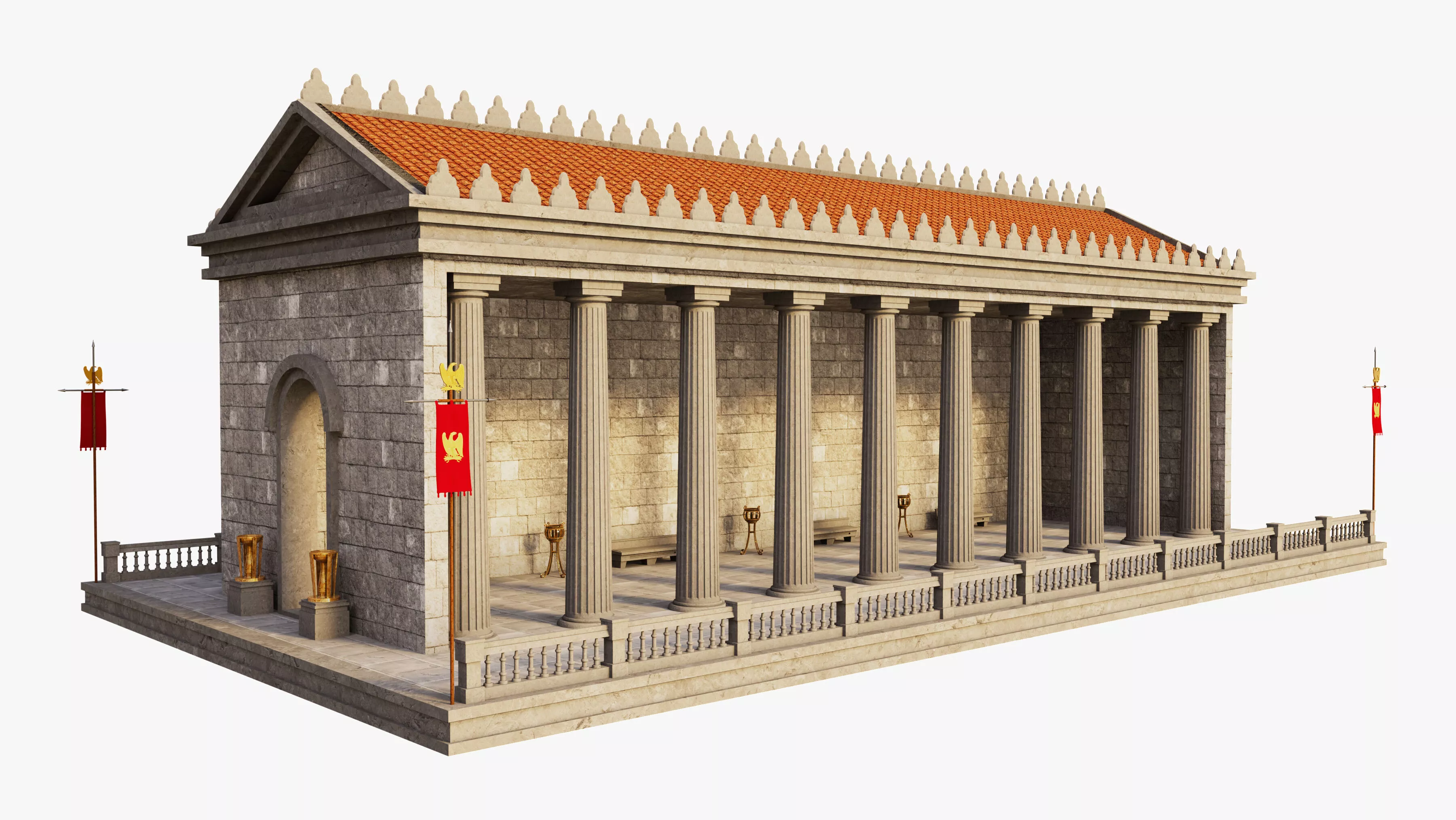 Roman Temple Building 3D model