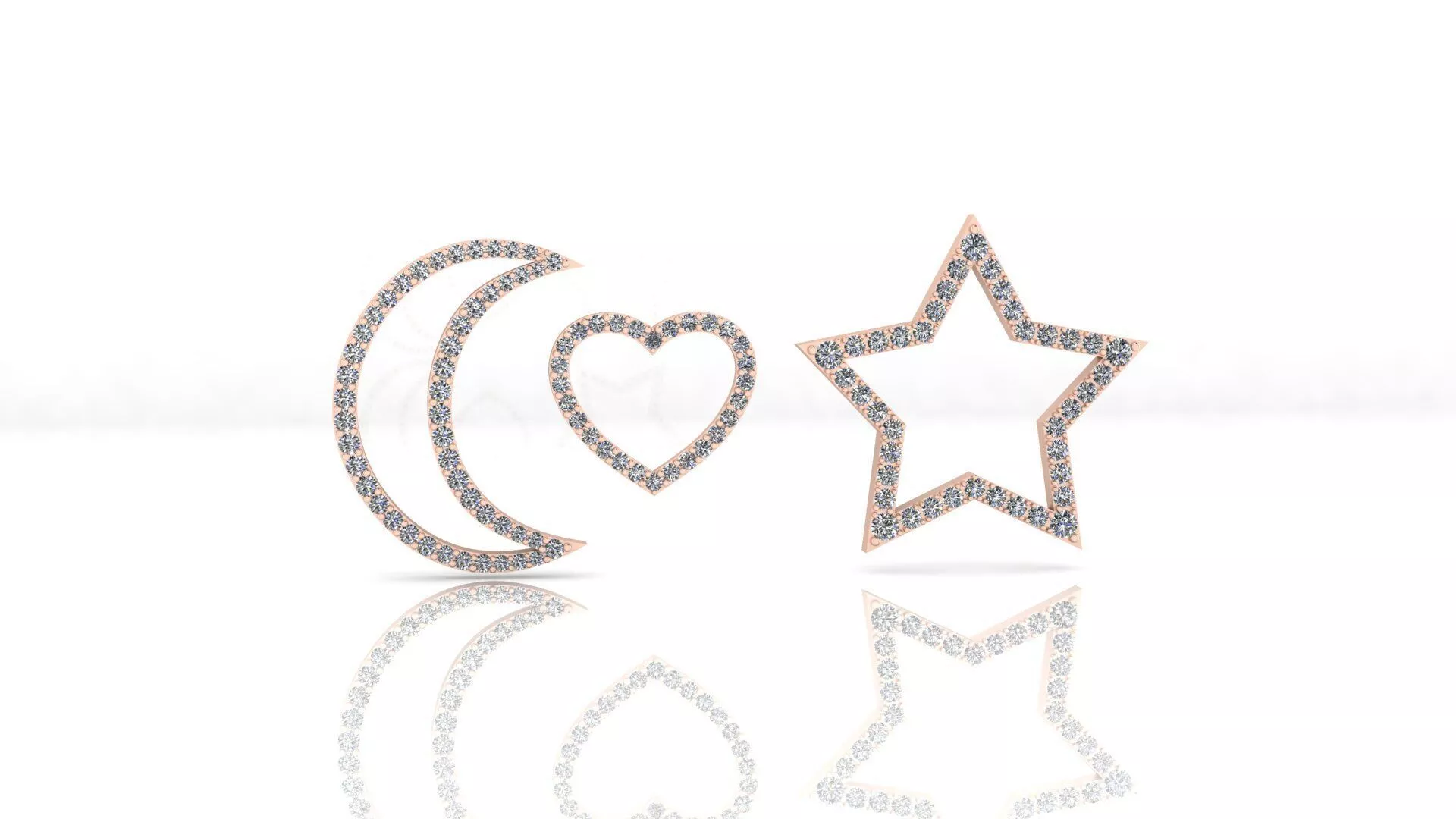 free moon heart and star jewelry pendant Free 3D print model
