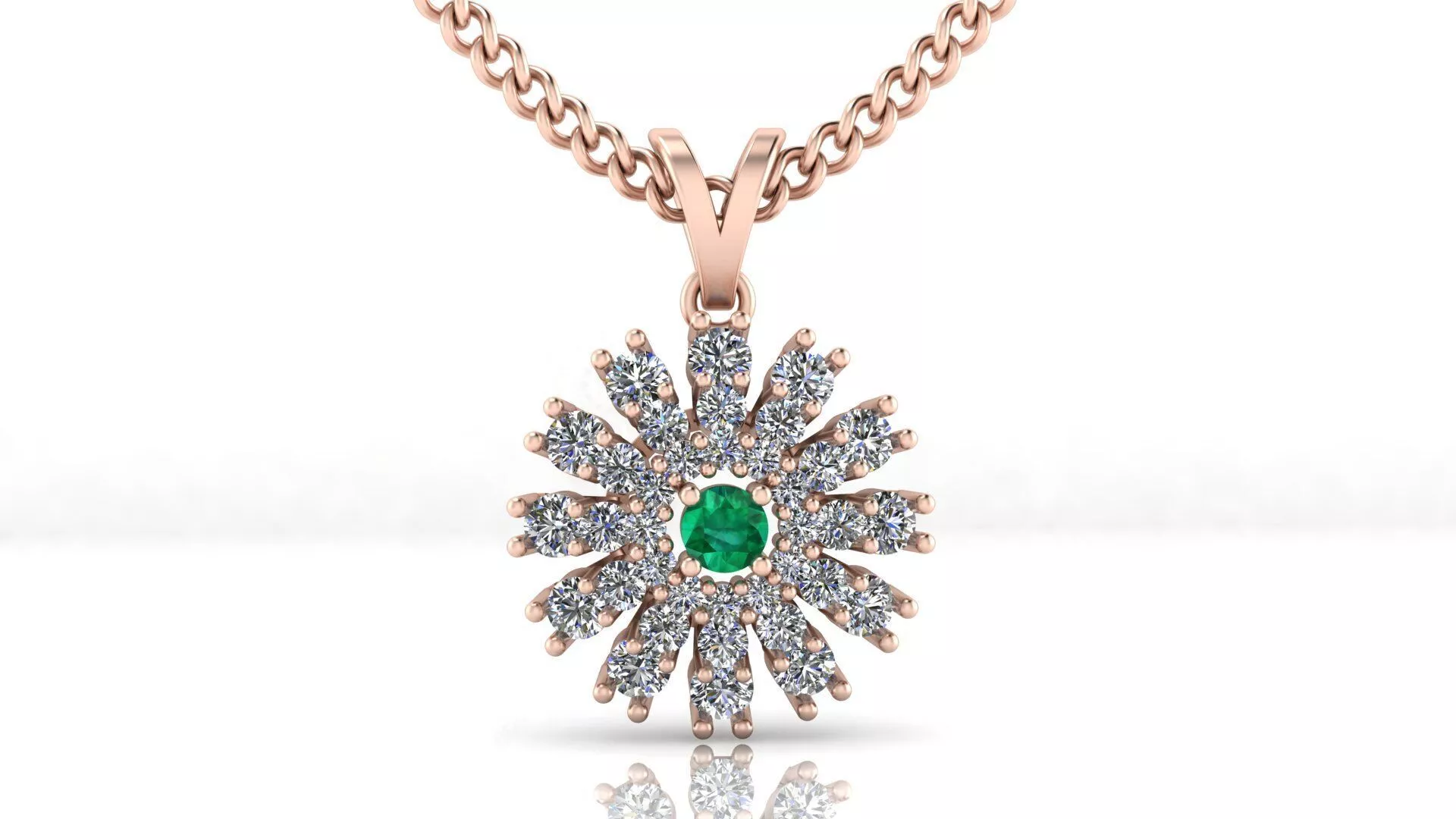 round emerald sun shape jewelry pendant 3D print model