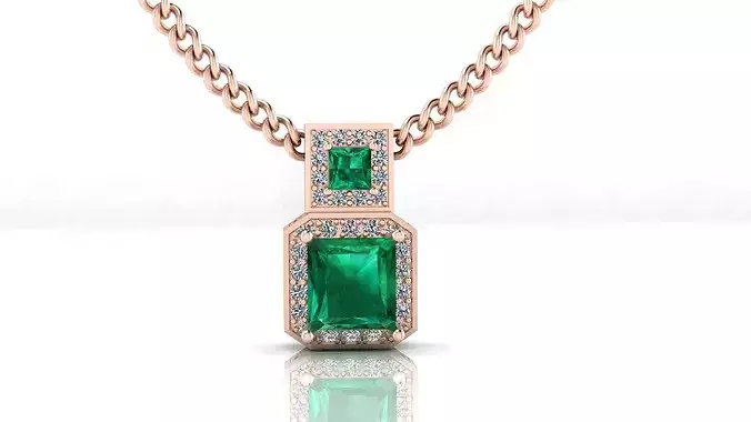 emerald and princes cut emerald high jewelry pendant