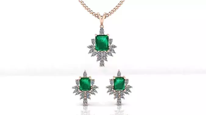 emerald cut halo pear and marquise high jewelry set 