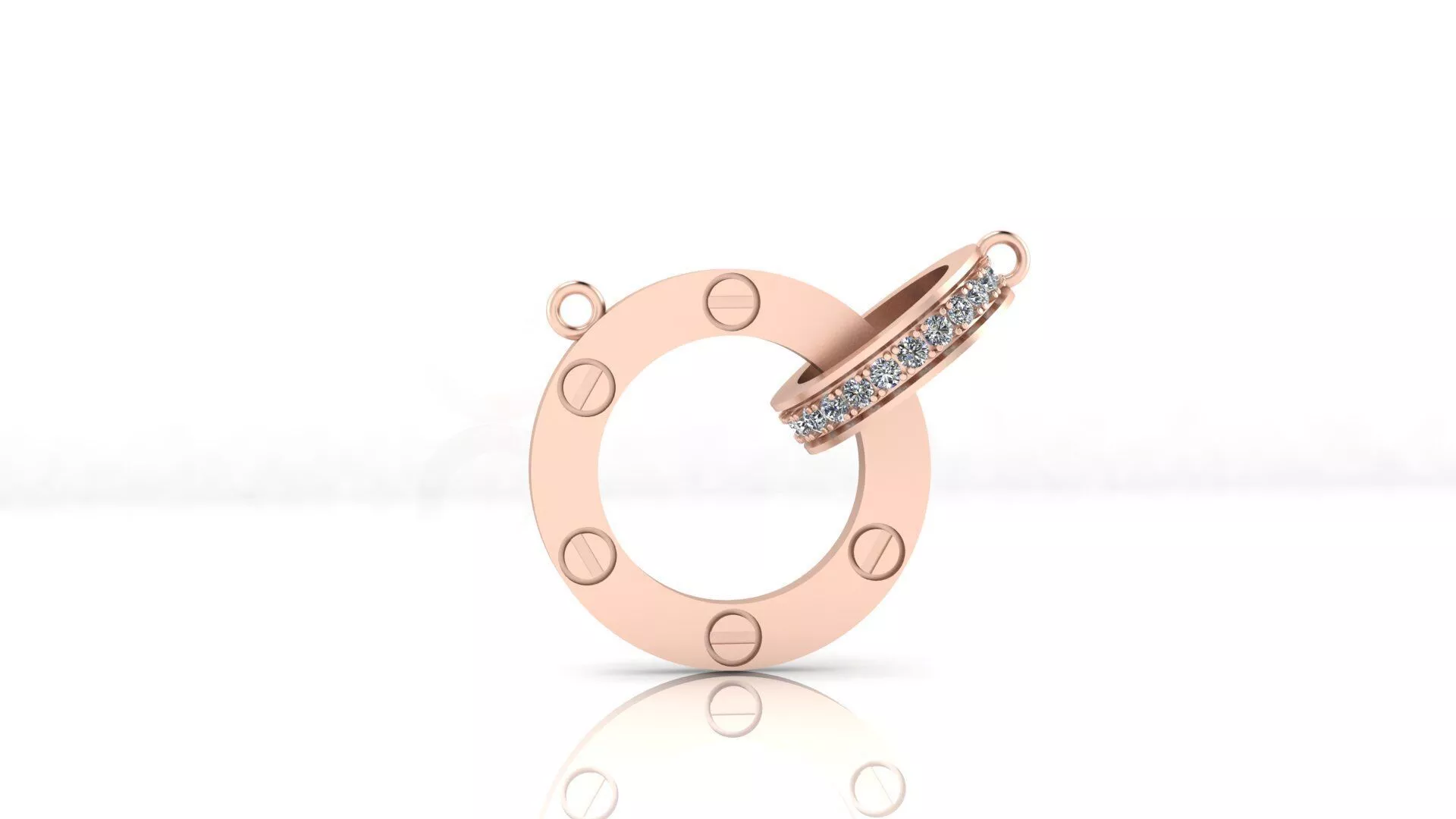 two ring jewelry pendant 3D print model