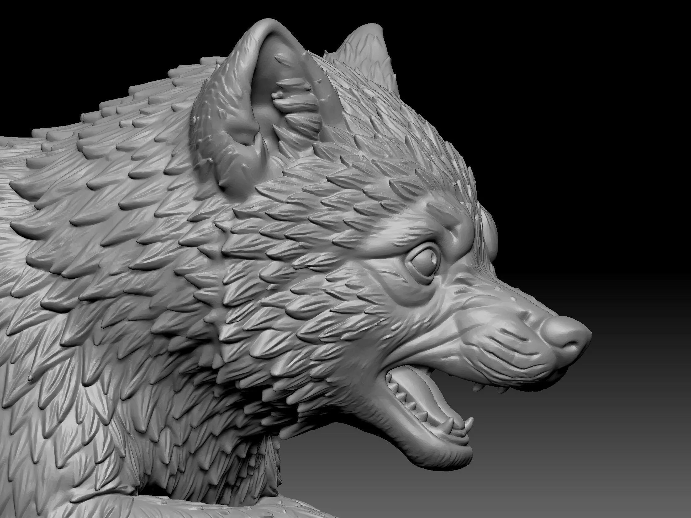 high poly wolf 3D model baby 3D print model