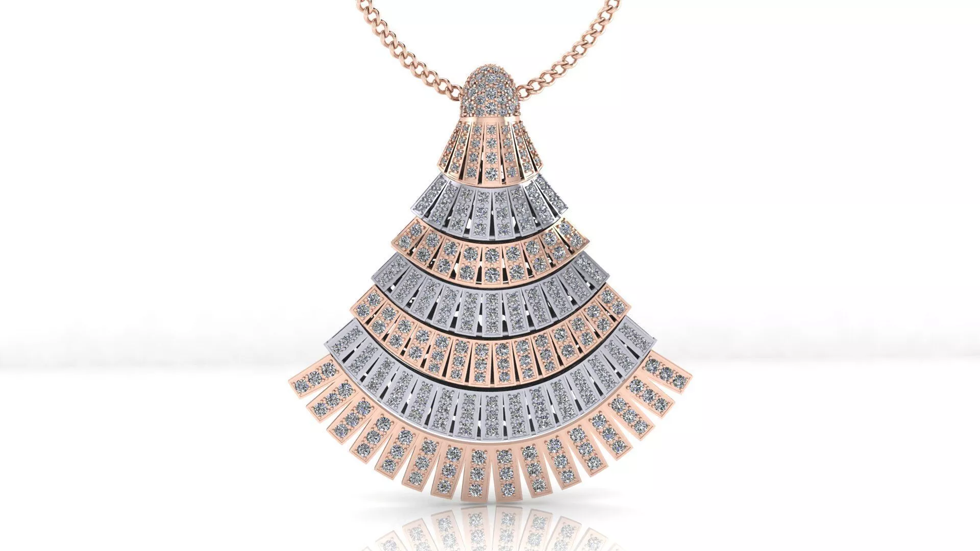 round pave setting flexible high jewelry pendant 3D print model